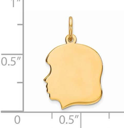 Girl's Gold-Plated Sterling Silver Girl Head Disc Charm (21X13MM)