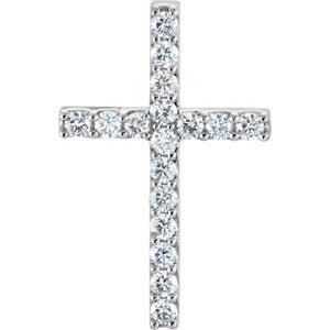 Diamond Petite Cross Rhodium-Plated 14k White Gold Pendant (.625 Ctw, G-H Color, I1 Clarity)