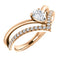 White Sapphire Pear and Diamond Chevron 14k Rose Gold Ring (.145 Ctw,G-H Color, I1 Clarity)