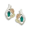 Ave 369 Created Soude Emerald Marquise May Birthstone Earrings, Sterling Silver, 12k Green and Rose Gold Black Hills Gold Motif