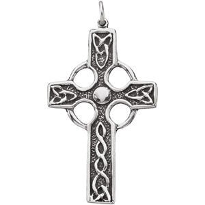 Men's Large Antiqued Celtic Cross Sterling Silver Pendant Made in the Holy Land