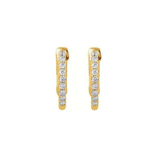 Diamond Inside-Outside Hoop Earrings, 14k Yellow Gold (1/4 Ctw, Color H+, Clarity I1)