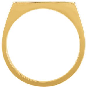 Men's Brushed Signet Semi-Polished 14k Yellow Gold Ring (9x15 mm) Size 6