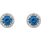 Blue Sapphire and Diamond Halo-Style Earrings Rhodium-Plated 14k White Gold (5MM) (.16 Ctw, G-H Color, I1 Clarity)