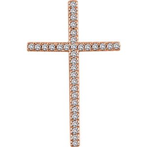 Diamond Latin Cross Pendant, 14k Rose Gold (.5 Ctw, H+ Color, I1 Clarity)