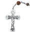 Red Cloisonne Rosary Beads, Sterling Silver