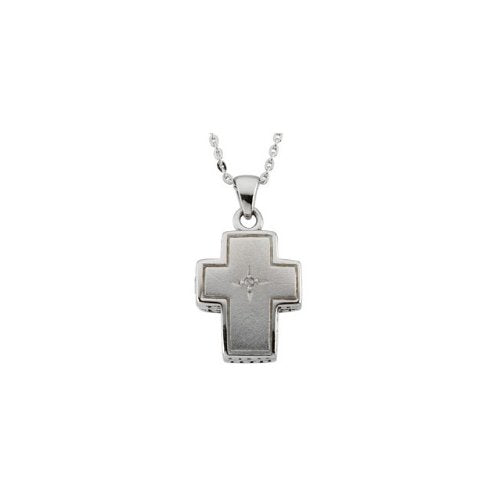 Diamond 'Reversible Prayer Locket' Rhodium Plate Sterling Silver Cross Necklace, 18"