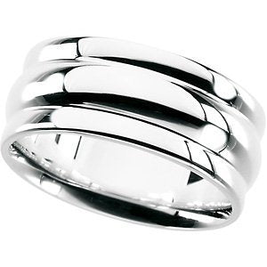 Mens Sterling Silver Double Grooved Band, Size 11