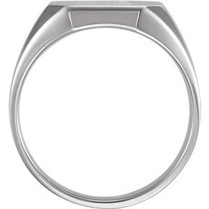 Men's Brushed-Satin Octagon Signet Ring, Sterling Silver (16X14MM)