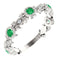 Emerald and Diamond and Vintage-Style Ring, Rhodium-Plated Sterling Silver, Size 7.25