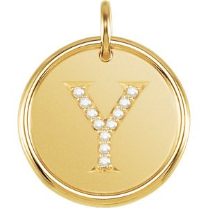 Diamond Initial "Y" Round Pendant, 18k Yellow Gold-Plated Sterling Silver (.05 Ctw, Color G-H, Clarity I1)