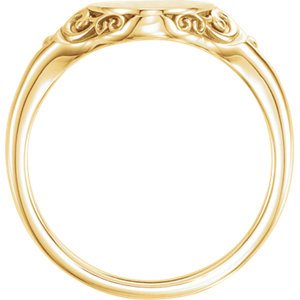 Satin-Brushed Oval Signet Ring, 14k Yellow Gold