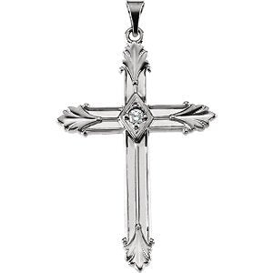 Diamond Fleury Cross 14k White Gold Pendant