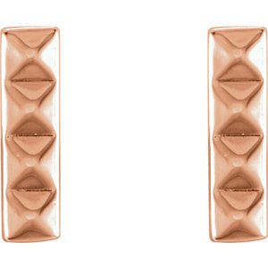 Pyramid Bar Stud Earrings, 14k Rose Gold