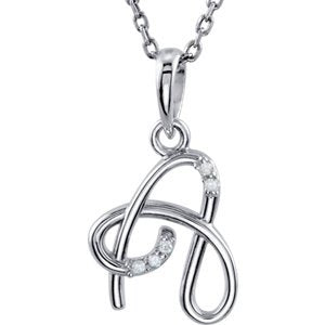 5-Stone Diamond Letter 'A' Initial Sterling Silver Pendant Necklace, 18" (.03 Cttw, GH, I2)