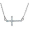 17-Stone Aquamarine Sideways Cross Rhodium Plate 14k White Gold Pendant Necklace, 16-18"