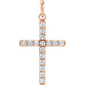 Diamond Cross Pendant, 14k Rose Gold (0.5 Ctw, Color GH, Clarity I1)