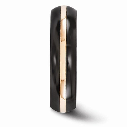 Gold Inlay Collection Black Titanium, 14k Rose Gold Domed 6mm Band