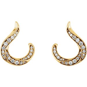 Diamond Crescent Earrings, 14k Yellow Gold (.375 Ctw, GH Color, I1 Clarity)