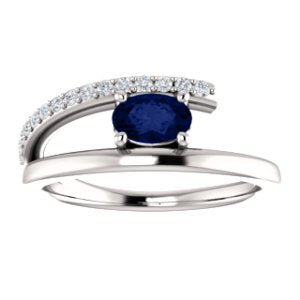 Platinum Blue Sapphire and Diamond Bypass Bypass Ring (.125 Ctw, G-H Color, S12-S13 Clarity)