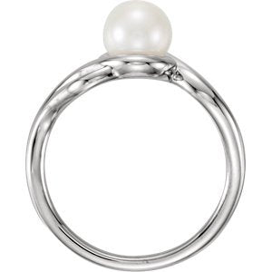 White Freshwater Cultured Pearl Ring, Rhodium-Plated 14k White Gold (6.5-7.00mm)