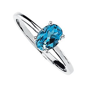 Ave 369 1 Ct Solitaire Swiss Blue Topaz 14k White Gold Ring