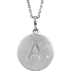 Diamond Letter 'A' Initial Sterling Silver Pendant Necklace, 18" (.005 Ct, GH Color, I2 Clarity)