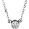 White Sapphire Solitaire Rhodium Plate 14k White Gold Pendant Necklace, 16"