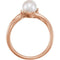 White Freshwater Cultured Pearl, Diamond Bypass Ring, 14k Rose Gold (6.0-6.5mm)(.3Ctw, GH Color, I1 Clarity)