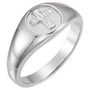 Men's 14k White Gold 10.5mm 'The Rugged Cross' Chastity Ring, Size 10
