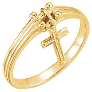 Dangling Cross Ring 14k Yellow Gold, Size 10