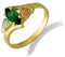 Created Emerald Marquise Bypass Ring, 10k Yellow Gold, 12k Green and Rose Gold Black Hills Gold Motif, Size 12.25