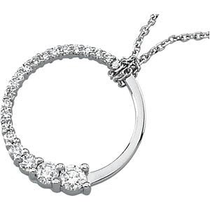 14k White Gold Diamond Circle Journey Pendant