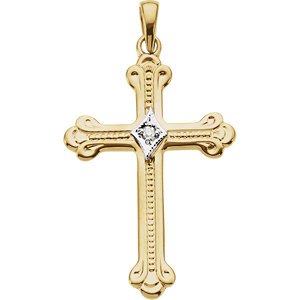 Diamond Cross 14k Yellow Gold Pendant