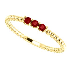 Chatham Created Ruby Beaded Ring, 14k Yellow Gold, Size 6
