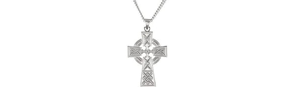 Celtic Halo Cross Sterling Silver Necklace, 24"