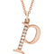 Diamond Initial 'p' Lowercase Alphabet Letter 14k Rose Gold Pendant Necklace, 16" (.04 Ctw GH, I1)