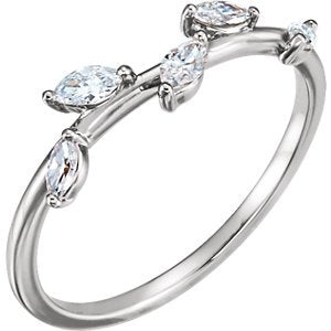 Petite Diamond Leaf Ring, Rhodium-Plated 14k White Gold (1/3 Ctw, Color GHI, Clarity I1), Size 8.5