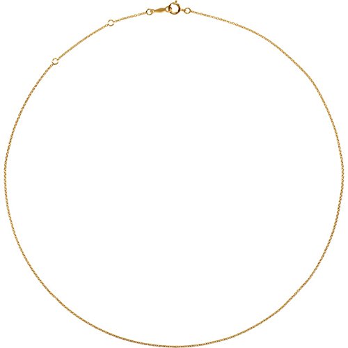 18k Yellow Gold 1mm Solid Cable Chain Necklace, 16"