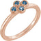 Aquamarine Quatrefoil Ring, 14k Rose Gold