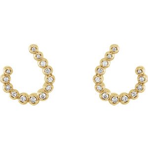 Diamond Crescent J-Hoop Earrings, 14k Yellow Gold (.25 Ctw, GH Color, I1 Clarity)
