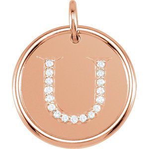 Diamond Initial "U" Pendant, 14k Rose Gold (.08 Ctw, Color G-H, Clarity I1)
