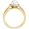 White Freshwater Cultured Pearl and Diamond Halo Ring, 14k Yellow Gold (6.5-7mm) (.06Ctw, G-H Color, I1 Clarity) Size 8