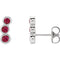 Ruby Three-Stone Ear Climbers, Sterling Silver