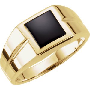 Men's Square Onyx 14k Yellow Gold Ring