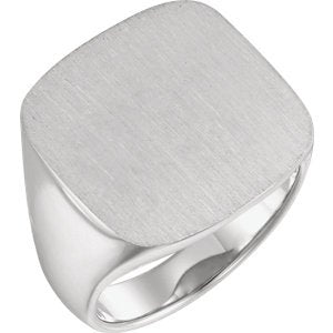 Men's Closed Back Signet Ring, 10k X1 White Gold (20mm)