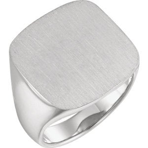 Men's Closed Back Signet Ring, Rhodium-Plated 10k White Gold (20mm)