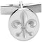 Rhodium-Plated 14k White Gold Fleur De Lis Round Cuff Link (Single Cuff Link), 16.25MM