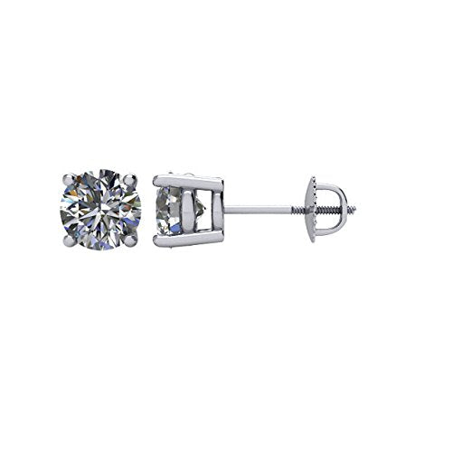 Diamond Stud Earrings, Rhodium Plated 14k White Gold (1.00 Cttw, Color GH, Clarity I1)