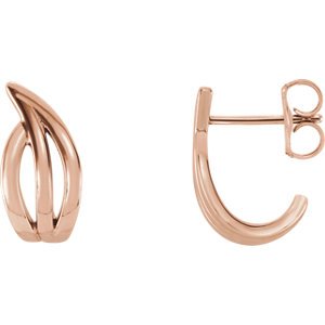 Freeform J-Hoop Earrings, 14k Rose Gold